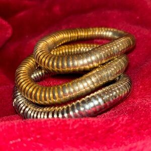 Vintage style spiral 2 tone flexible chunky stretch bracelets